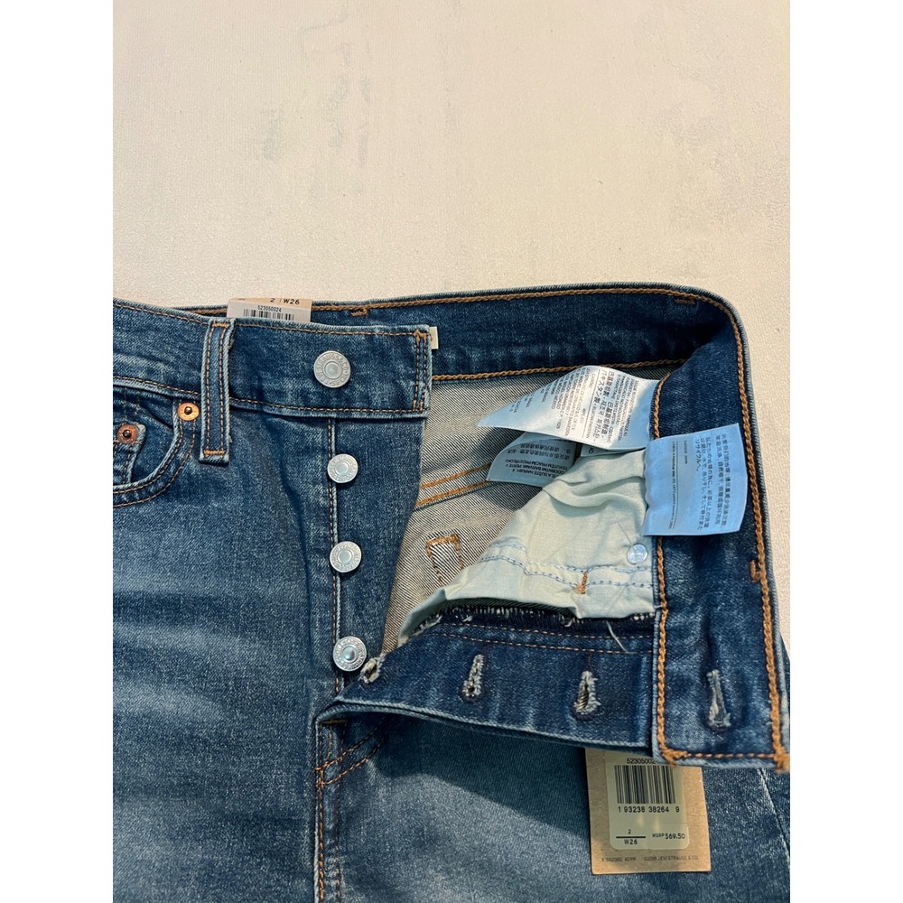 Levis Wedgie Skinny High Rise Distressed Blue Jeans Button Fly W26 L26 NWT - Picture 7 of 14